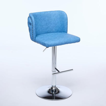 Furniture,Swivel Adjusatble Seat Height with Chrome Base, Modern PU Upholstered Bar Stools with The Whole Back Tufted, for Home Pub and Kitchen Island,Blue, Set of 2