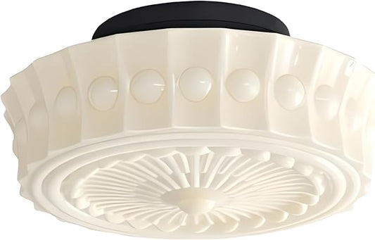 Bofea-Cream Glass Semi Flush Mount Ceiling Light Creative Sunflower Ceiling Light Fixture,Vintage Black Flush Mount Ceiling Lamp,Mid Century Ceiling Lighting for Bedroom,Hallway,Schoolhouse Kitchen.