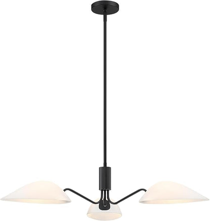 MEXO Modern Glass Chandeliers, Sputnik Chandelier Black Pendant Lighting Fixture Glass Shade Ceiling Light for Dining Room Kitchen Island