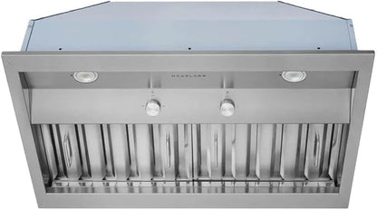 Hauslane Range Hood Insert 30 Inch, Hood Vent for Kitchen | Low Noise Performance, Professional-Grade Baffle Filters, LED Lamps, Stainless Steel Ductless Hood, Built in Range Hood 18.5” Deep