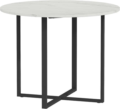 Round Dining Table Set for 4, Round Dining Room Table Set for 4 with Metal Leg and 4 Chair, Small Dining Table Set for 4, Kitchen Island with Seating for Small Spaces
