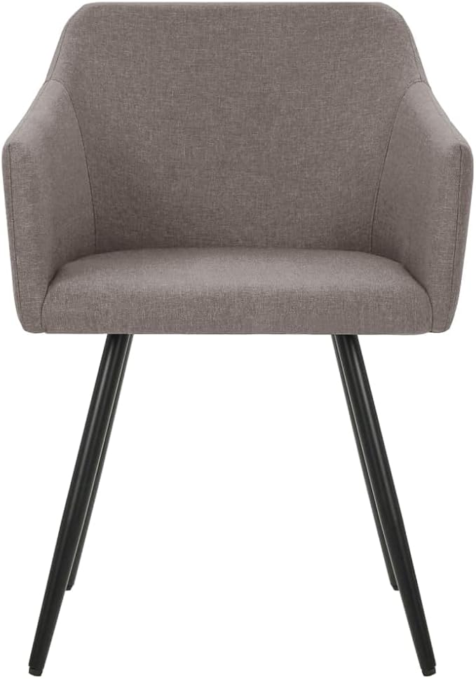 Modern Dining Chairs Set of 2 Taupe Fabric with Metal Frame Kitchen Chairs for Dining Room, Farmhouse Kitchen and Living Room, Ergonomic Design with Armrests and Thick Padding