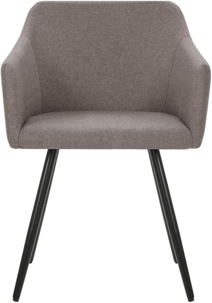 4-Piece Taupe Fabric Dining Chairs Set with Armrests, Modern Farmhouse Kitchen Chairs Metal Frame Furniture for Dining Room, Ergonomic Design Comfortable Seating (Assembly Required)