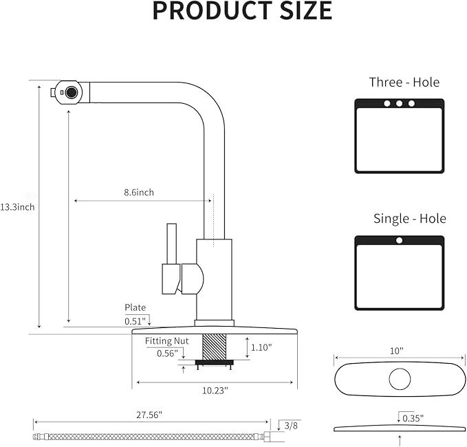 OWOFAN Kitchen Faucet with Pull Down Sprayer Waterfall Single Hole Single Handle Stainless Steel Kitchen Sink Faucets Brushed Nickel