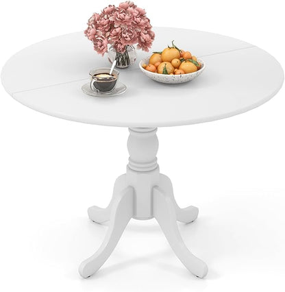 Giantex 39-Inches Round Dining Table for 4, Rubber Wood Kitchen Table for Dinette Dining Room, Living Room, Restaurant, Dinner, 220 Lbs Capacity (White)