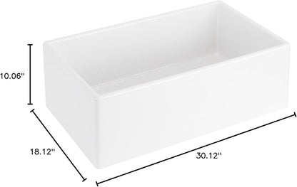 Signature Hardware 953910-30 Rowena 30" Farmhouse Single Basin Fireclay Kitchen Sink - White
