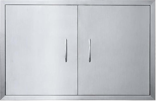 JIE JIN 35" W X 24" H Outdoor Kitchen Doors Double Doors Thickened 304 Brushed Stainless Steel BBQ Access Door BBQ Island Doors Outdoor Kitchen Accessories Door for Outdoor Kitchen BBQ Island