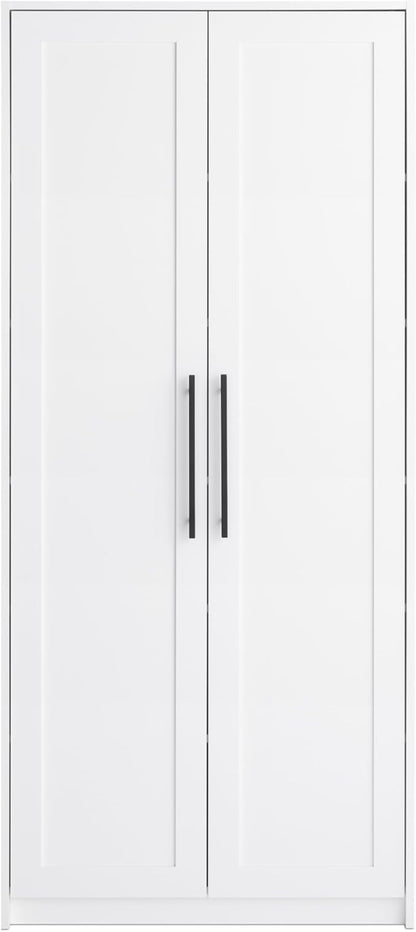 Prepac Elite Premium Home Storage Cabinet with Doors and Shelves, White Storage Cabinet with 5 Shelves for Kitchen, Bathroom 16" D x 32" W x 72" H