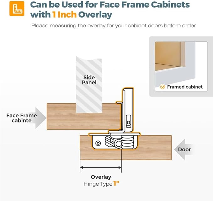 HOME EDIT 10 Pack 5 Pairs 1 inch Overlay Soft Close Cabinet Hinges for Kitchen, Stainless Steel Three-Way Adjustable, Concealed Self-Closing Door Hinges