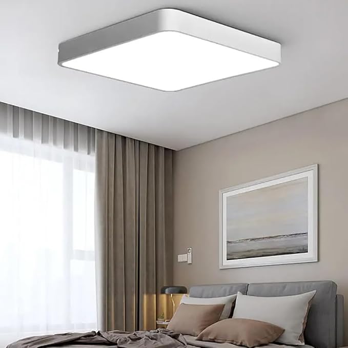 LED Ceiling Light Fixture,24 Inch Modern Square Recessed Ceiling Lights,Dimmable Light 64W Ceiling Lamp White 3000K-6000K Close to Ceiling Lighting Flush Mount Living Room Bedroom