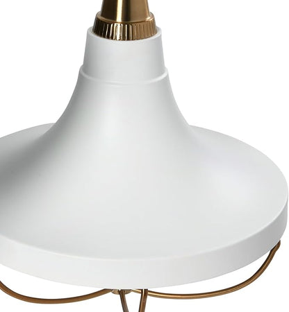 Presley - Caged Trumpet Metal Ceiling Light, Brushed Brass and White