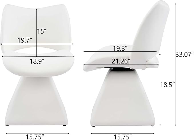360° Swivel Dining Chair with Curved High Backrest, Comfy Faux Leather Kitchen Chair with Solid Wood Frame, Upholstered Seat for Kitchen Island Desk Living Room(White)
