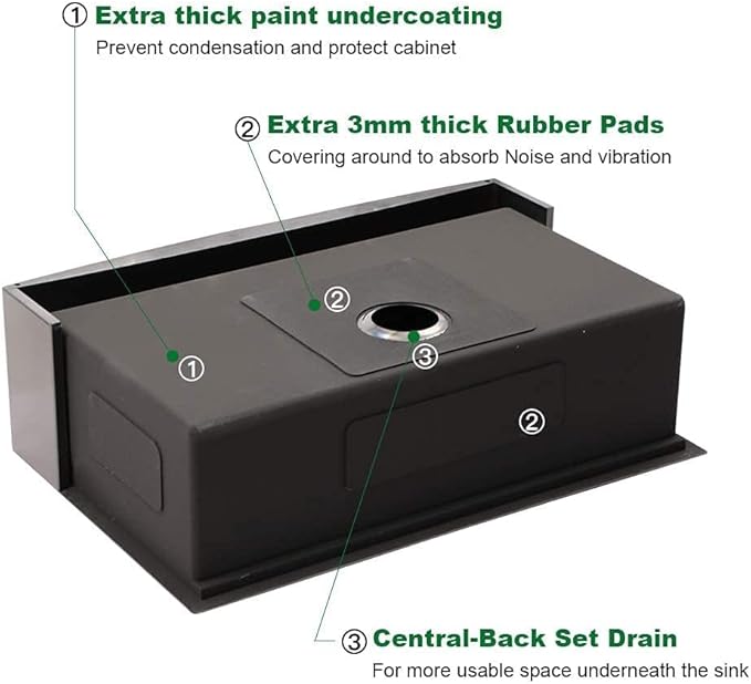 Sarlai 33 Farmhouse Sink Black Stainless Steel - 33 Inch Apron Front Kitchen Sink Ledge Workstation Gunmetal Black 16 Gauge Stainless Steel Deep Single Bowl Farm Sinks