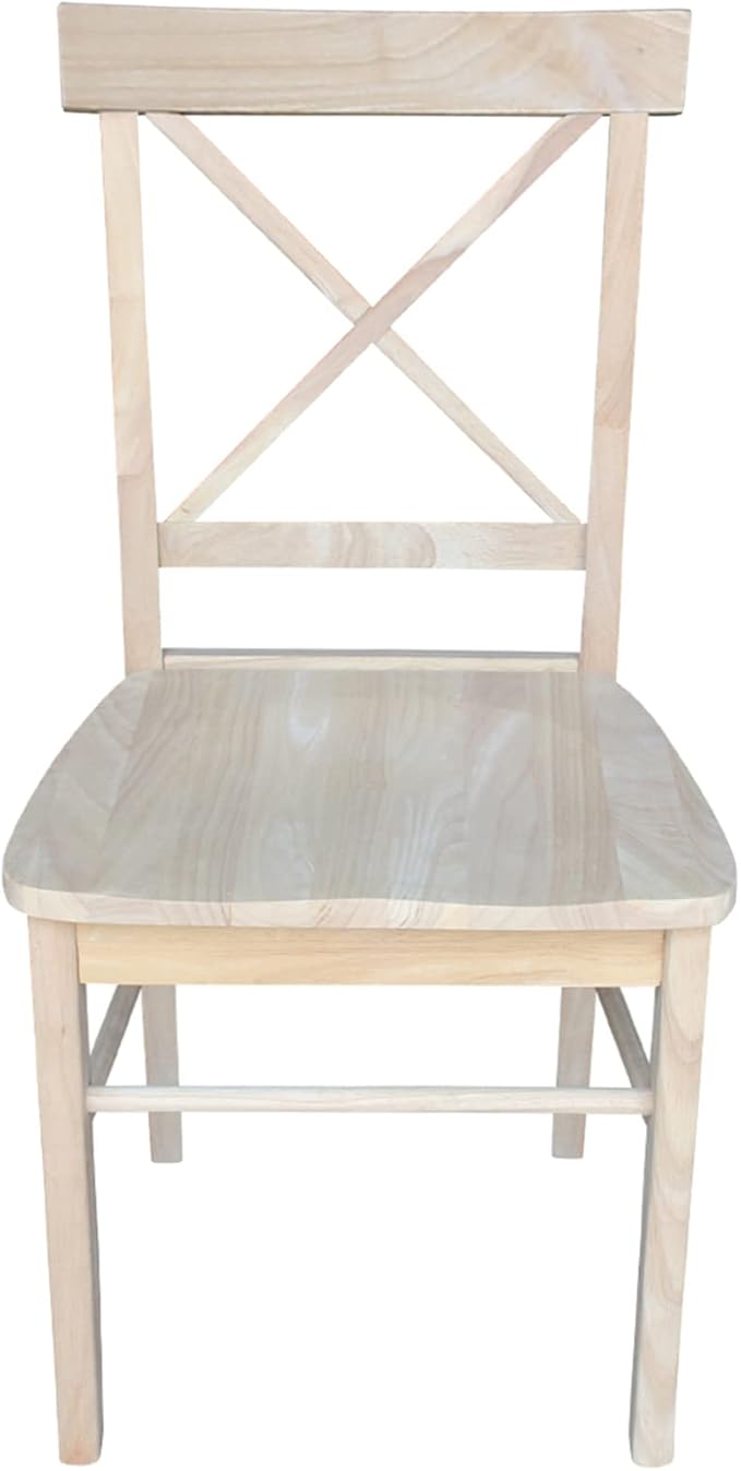 International Concepts X-Back Dining Chairs, Solid Parawood, Unfinished (Set of 2)