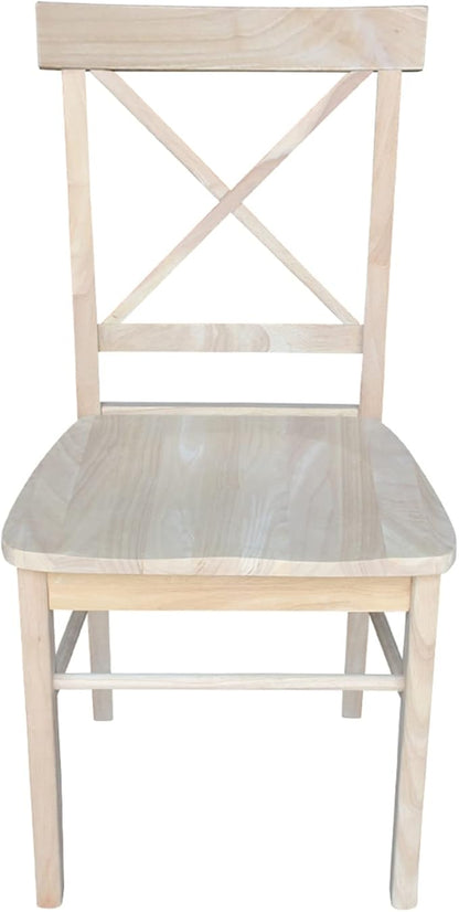 International Concepts X-Back Dining Chairs, Solid Parawood, Unfinished (Set of 2)