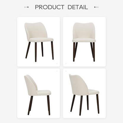 COLAMY Upholstered Dining Chairs Set of 4, Modern Fabric Dining Room Kitchen Side Chair with Padded Seat and Wood Legs for Restaurant/Cafe, Beige