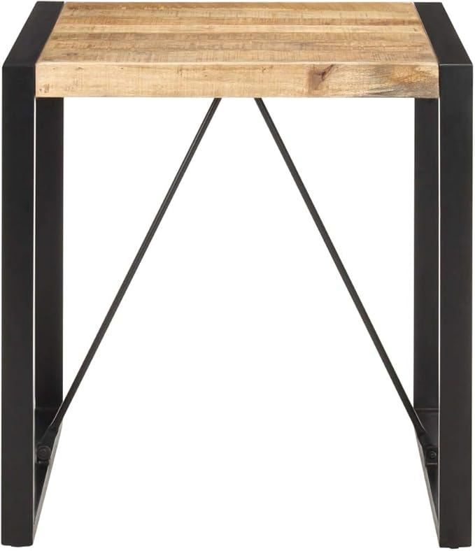 Industrial Dining Table 27.6" Small Square Solid Mango Wood Kitchen Table with Powder-Coated Steel Legs, Rustic Brown for Apartment Dining Room or Breakfast Nook