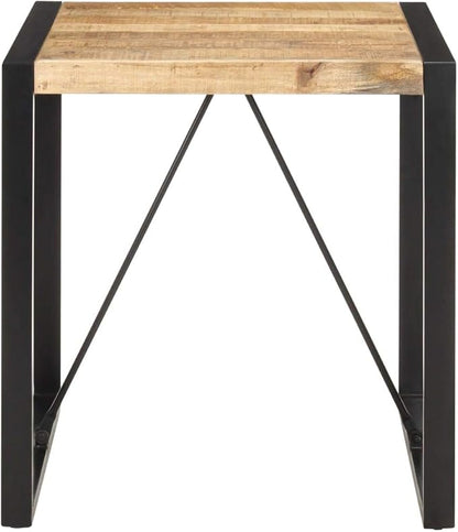 Industrial Dining Table 27.6" Small Square Solid Mango Wood Kitchen Table with Powder-Coated Steel Legs, Rustic Brown for Apartment Dining Room or Breakfast Nook