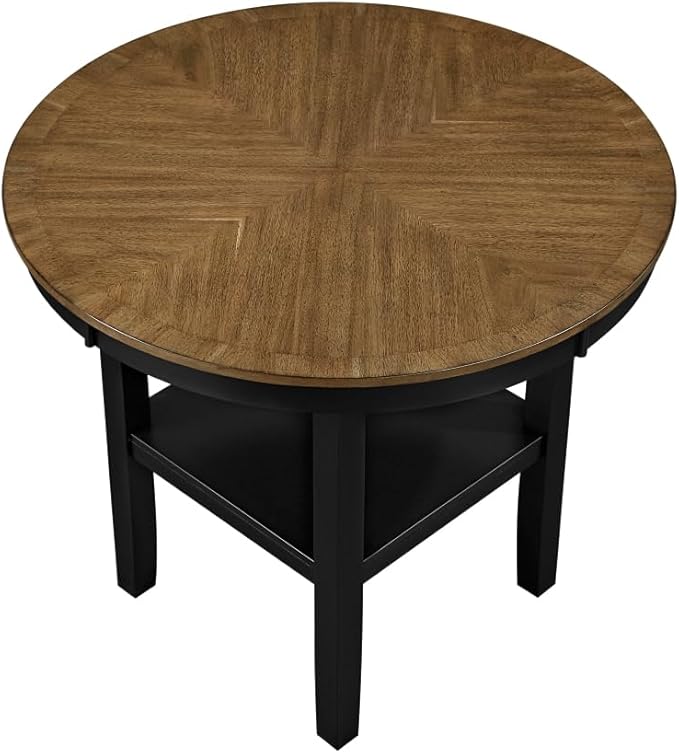 Counter Height Dining Set with Round Table and Storage for Kitchen Island Use