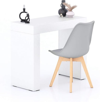 Mobili Fiver, Evolution Dining Table 35.4 x 15.7 in, Ashwood White with Two Legs, Made in Italy