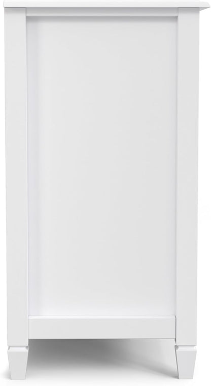 SIMPLIHOME Connaught Storage Cabinet - 60 inch Wide Solid Wood Buffet in White, Traditional Sideboard for Dining Room, Entryway, or Living Room with Glass Doors, Adjustable Shelves, and Notched Legs