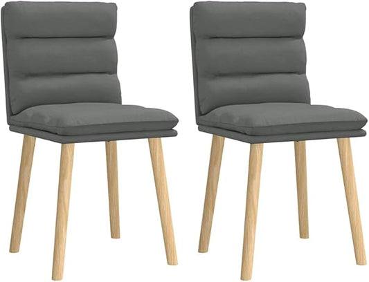 Dining Chair Set of 2, Dark Grey Upholstered Rubber Wood, 8.4"x7"x13.3", Matte Finish, Kitchen/Dining/Living Chair