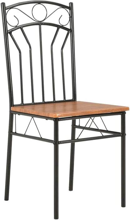 Modern Brown MDF Dining Chairs Set of 2 Mid-Century Industrial Steel Frame Kitchen and Dining Room Furniture