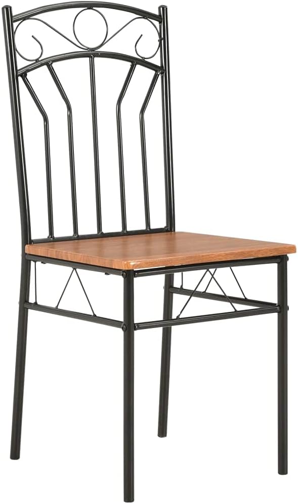 4 Pack Brown Modern Farmhouse Dining Chairs with Steel Frame, Mid-Century Kitchen Chairs Set of 4 for Dining Room Furniture, Sturdy MDF Board and Ergonomic Design