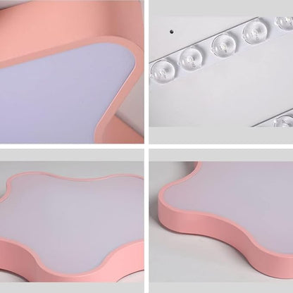 LED Ceiling Light Fixture, Modern Pentagram Recessed Ceiling Lights, 3000K-6000K Dimmable Light, Close to Lighting Flush Mount Living Room Pendant Lamps (Pink, 16inch)