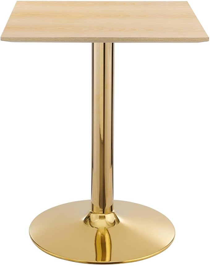 Modway Verne Square Wood Grain 24" Dining Table in Gold Natural