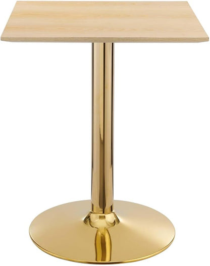 Modway Verne Square Wood Grain 24" Dining Table in Gold Natural