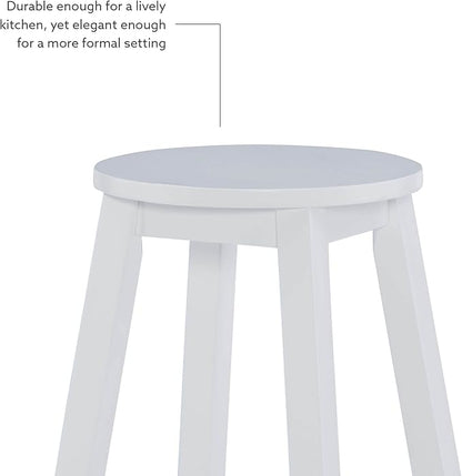 Linon Zeke White 24" Counter Stool with Round Seat