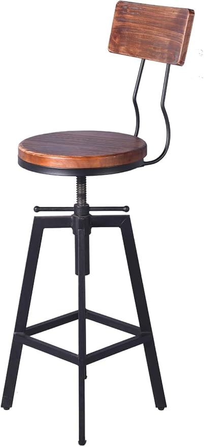 Diwhy 5 Piece Bar Table and Barstool Set Industrial Rectangular Pipe Dining Pub Bar Desk and Kitchen Counter Height Adjustable Stool with Backrest Black(1 Table + 4 Chairs)