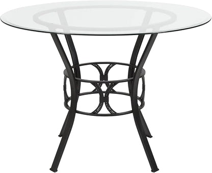 Flash Furniture Carlisle 42'' Round Glass Dining Table with Black Metal Frame