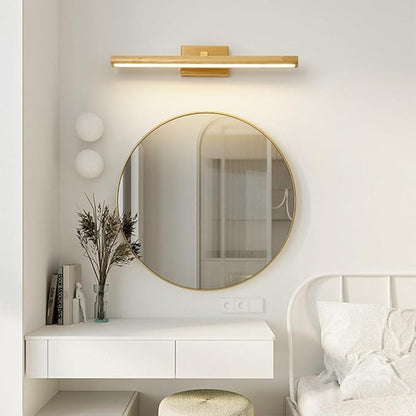 Wood Walnut Vanity Light Fixtures - LED Bath Sconces for Bathroom Over Mirror, Adjustable Brass Fittings, 4000K Natural White Light(Wood Color,60cm)