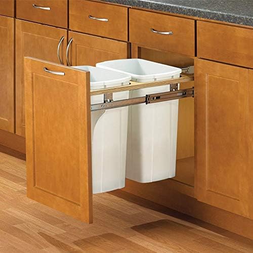 18 in. H x 15 in. W x 23 in. D Steel in-Cabinet 35 Qt. Double Top Mount Pull Out Trash Can