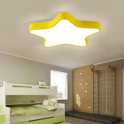 LED Ceiling Light Fixture, Modern Pentagram Recessed Ceiling Lights, 3000K-6000K Dimmable Light, Close to Lighting Flush Mount Living Room Pendant Lamps (Yellow, 16inch)