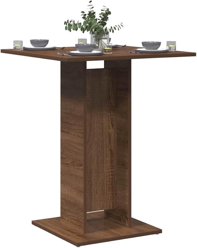 Small Bistro Table, Brown Oak Engineered Wood, 23.6" Square, Durable Modern Dining Table for Kitchen, Cozy Dining Nook, Bar Area