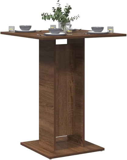 Bistro Table 23.6 Inch Square Engineered Wood Kitchen Dining Table with Matte Finish Brown Oak Compact Design for Small Spaces