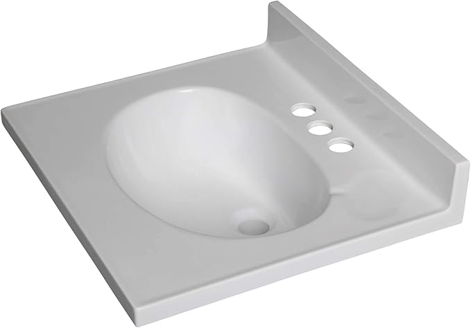 Fine Fixtures Cultured Marble Composite Bathroom Sink Top - Fits Standard 18” Vanity | Elegant and Durable Bathroom Sinks for Modern Homes - Upgrade Your Space - Perfect for Any Bathroom Design