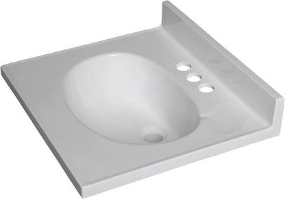Fine Fixtures Cultured Marble Composite Bathroom Sink Top - Fits Standard 18” Vanity | Elegant and Durable Bathroom Sinks for Modern Homes - Upgrade Your Space - Perfect for Any Bathroom Design