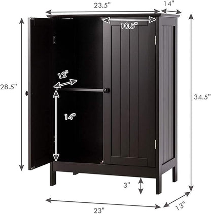 LDAILY LUARANE Bathroom Floor Cabinet, Wooden Floor Storage Cabinet with Double Doors, Simple Double Storage Cabinet, Suitable for Kitchen, Bathroom, 23.5 x 14 x 34 inches (Brown)