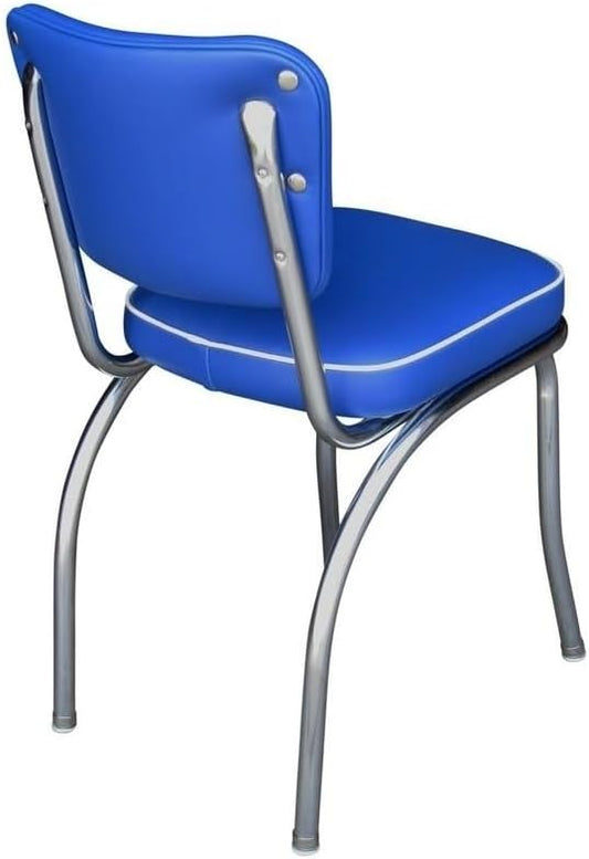HomeStock Diner Chair - Vinyl Seat, Chrome Frame - Fully Assembled Bistro Kitchen Chair Royal Blue