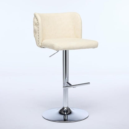 Furniture,Swivel Adjusatble Seat Height with Chrome Base, Modern PU Upholstered Bar Stools with The Whole Back Tufted, for Home Pub and Kitchen Island,Beige, Set of 2