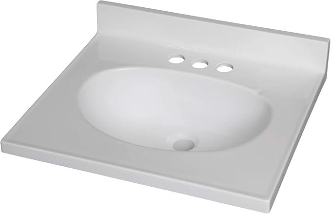Fine Fixtures Cultured Marble Composite Bathroom Sink Top - Fits Standard 18” Vanity | Elegant and Durable Bathroom Sinks for Modern Homes - Upgrade Your Space - Perfect for Any Bathroom Design