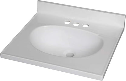 Fine Fixtures Cultured Marble Composite Bathroom Sink Top - Fits Standard 18” Vanity | Elegant and Durable Bathroom Sinks for Modern Homes - Upgrade Your Space - Perfect for Any Bathroom Design