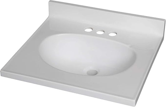 Fine Fixtures Cultured Marble Composite Bathroom Sink Top - Fits Standard 18” Vanity | Elegant and Durable Bathroom Sinks for Modern Homes - Upgrade Your Space - Perfect for Any Bathroom Design