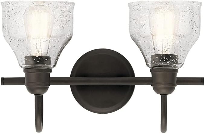 Kichler Avery 14.75" 2 Light Vanity Light with Clear Seeded Glass in Olde Bronze