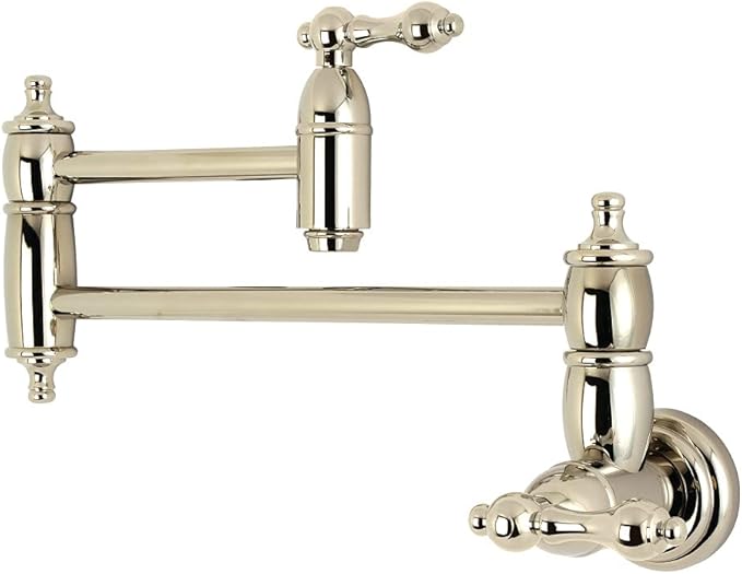 Kingston Brass KS3106AL Restoration Wall Mount Pot Filler Kitchen Faucet, Polished Nickel