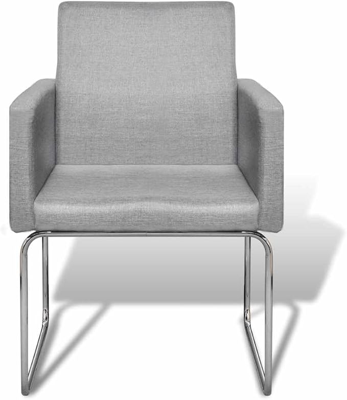 Dining Chairs Set of 2 Modern Gray Fabric Side Chairs with Square Armrests 22x23x34 in Compact for Kitchen Dining Room Living Room